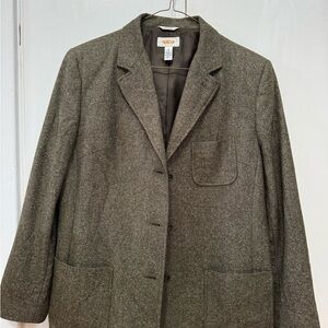 Talbots Gray Blazer with Notched Lapels Dark Academia Preppy Structured Shoulder